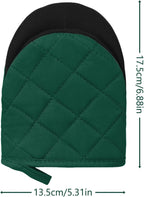 1 Pair Short Oven Mitts, Heat Resistant Silicone Kitchen Mini Oven Mitts for 500 Degrees, Non-Slip Grip Surfaces and Hanging Loop Gloves, Baking Grilling Barbecue Microwave Machine Washable