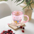 ecooe Cute Unicorn Mug Double Walled Glass Mug 9.4oz Coffee Cup Cappuccino Latte Glass Milk Tea Cup with Handle Spoon, Birthday Christmas Valentine's Day for Women Wife Mum Kids Friends Teachers