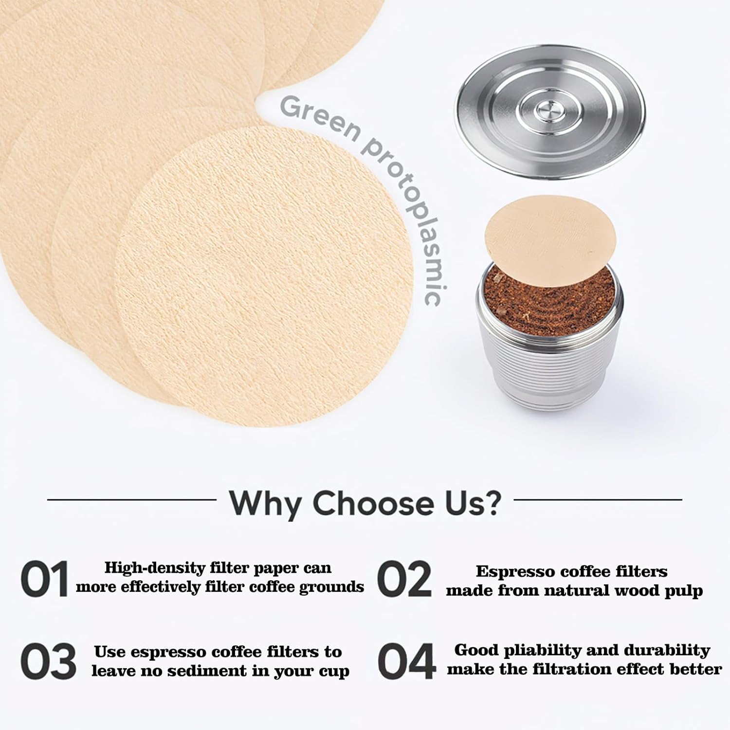 800 Count Espresso Coffee Filters, 53 mm Unbleached Round Coffee Paper Filter for Espresso Machine, Disposable Coffee Filter Compatible with Espresso Coffee Maker