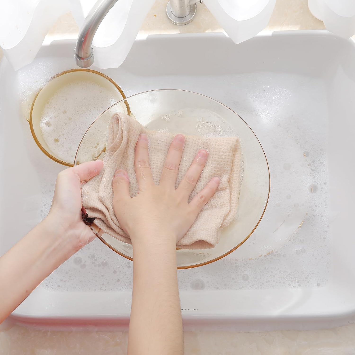 Homaxy 100% Cotton Waffle Weave Kitchen Dish Cloths, Ultra Soft Absorbent Quick Drying Dish Towels, 12 x 12 Inches, 24-Pack, Beige