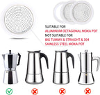 2 Pcs Filter with 3 Pcs Silicone Gasket Seals for 2 Cup Stovetop Espresso Coffee Maker Replacement Parts for DITOSH Aluminium Moka Pot