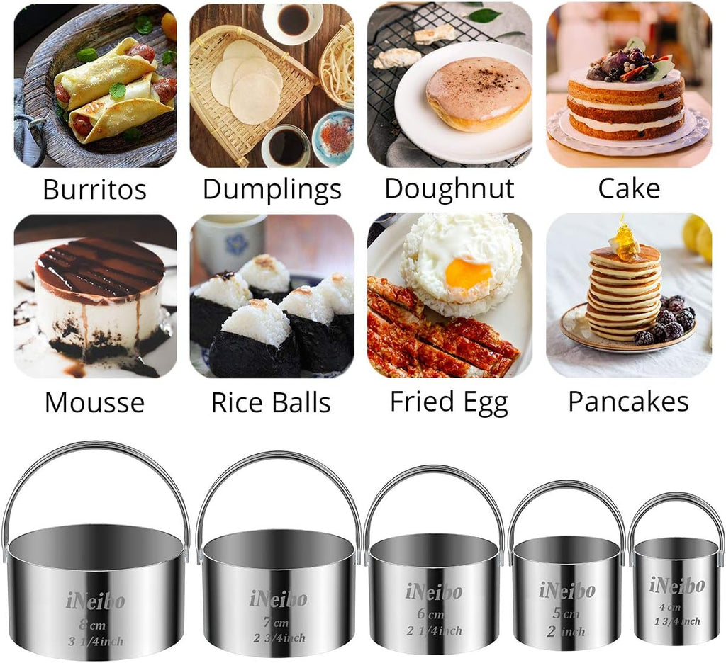 iNeibo Biscuit Cutter Set, Cookie Cutter, Round Shape Circle Scone Cutters, Pastry Dough Baking Cutter, Shapes Pastry Cutter for Dumpling Skin Cutters, Dough, Pastry, Donut, Fondant, DIY, Cake Décor