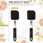 Silicone Cookie Spatula Turner 2 Pack Mini Brownie Spatula Flexible Kitchen Small Silicone Turner for Nonstick Cookware Heat Resistant No Scratch Flipper for Egg Pancake(Black)