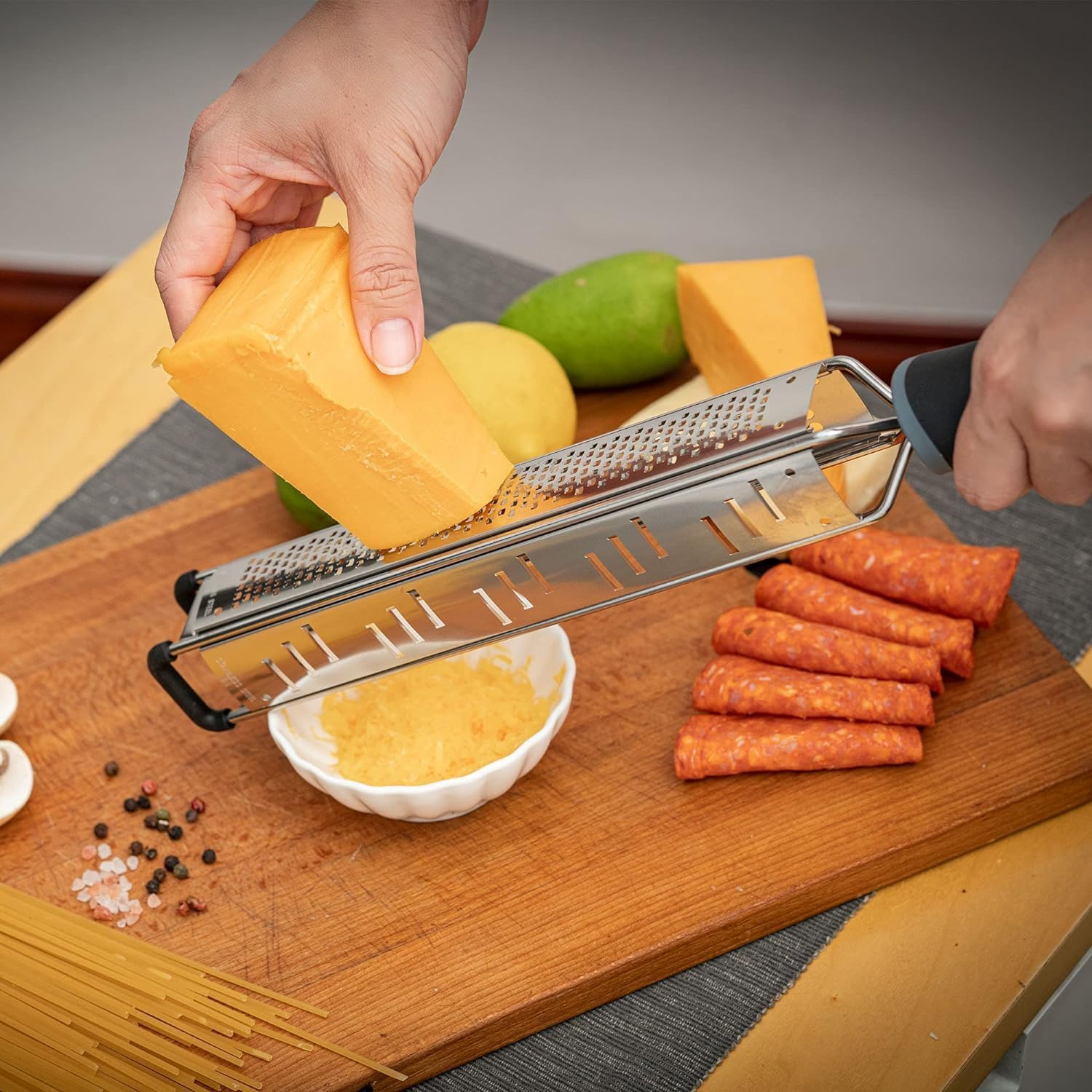 3 in 1 Cheese Grater Zester Citrus Lemon 304 Stainless Steel Zester Versatile Sharp Tool for Parmesan Cheese Ginger Garlic Nutmeg Chocolate Vegetables Fruits 15''