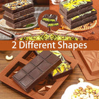 2 Pcs Dubai Chocolate Molds Silicone, 1 Inch Deep Chocolate Mold for Pistachio Chocolate Bar, Candy Bar Snack Baking Mold - 2 Different Shapes