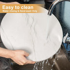 Koville Natural White Marble Cutting Board, 16 Inch Marble Cutting Boards for Kitchen Countertop, Stone Cheese Boards Pastry Boards for Baking, Charcuterie, Trivet, Round Serving Slab for Counter