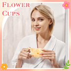 Ceramic Coffee Mug Set of 2 Vintage Flower Mugs 8 oz Cute Floral Coffee Mugs Irregular Latte Art Cup Lead-free Porcelain Cups for Cappuccino, Cocoa (Pink Cherry and Orange Flower)