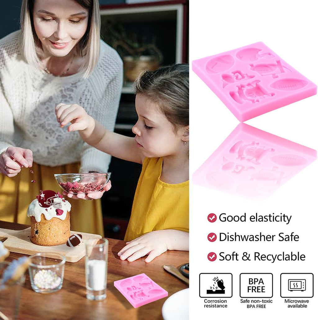 Mujiang Ball Silicone Molds Rugby Football Fondant Molds Sports Theme Molds For Cake Decorating Chocolate Gum Paste Candy Polymer Clay Set Of 3