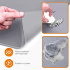 Silicone Coffee Mat with Raised Edges, 20'' x 15'', Bar Countertops, Accessories Fit Under Coffee Maker Espresso Machine, Dish Drying Mat, Baking Mat (Gray)