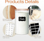 Glass Jars with Bamboo Lids [Muti Size Set of 5], Glass Canisters with Airtight Lids, Glass Food Storage Containers for Pasta, Oats, Coffee, Flour, Sugar, Rice, Best for Kitchen & Pantry