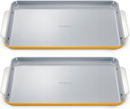 Caraway Non-Stick Ceramic Large Baking Sheet Duo - Naturally Slick Ceramic Coating - Non-Toxic, PTFE & PFOA Free - Perfect for Baking, Roasting, and More - Large (18" x 13") - Marigold