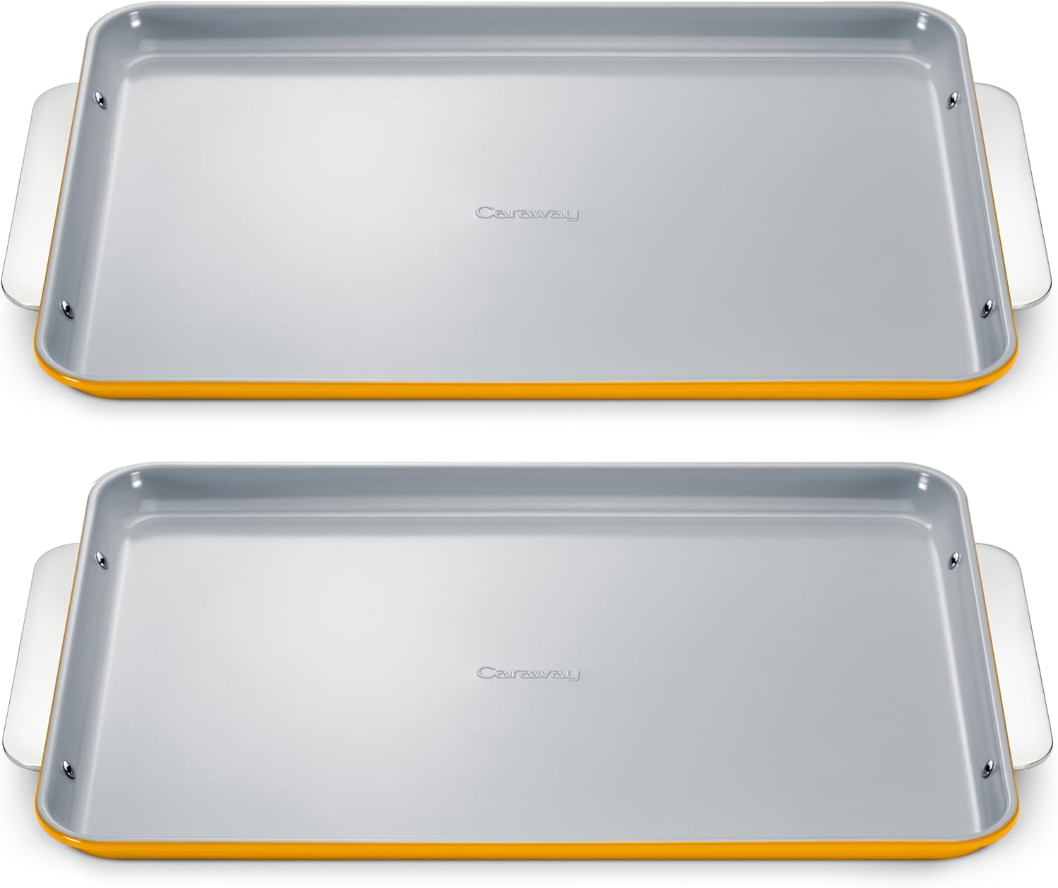 Caraway Non-Stick Ceramic Large Baking Sheet Duo - Naturally Slick Ceramic Coating - Non-Toxic, PTFE & PFOA Free - Perfect for Baking, Roasting, and More - Large (18" x 13") - Marigold