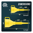 FlexAll Long Flexible Funnel for Automotive Use - Durable Nitrile Rubber - Ideal for Car Oil Change, Transmission Funnel Fluid, Diesel, Fuel, Gas - Made in USA - Yellow (12 x 4 Inches)