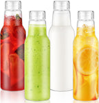 25 Oz Glass Bottles with Lids, Glass Juice Bottles, Smoothies, Water, Milks, Beverage Storage, Clear Glass Jars for Pickles, Food Storage (4 Pack)