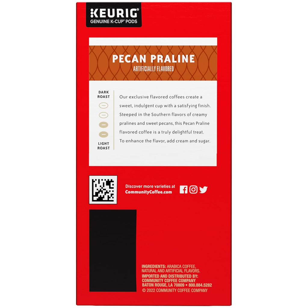 Community Coffee Pecan Praline Flavored 24 Count Coffee Pods, Medium Roast, Compatible with Keurig 2.0 K-Cup Brewers, 24 Count (Pack of 1)