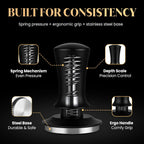 53mm Espresso Tamper – Professional Barista Coffee Tamper with SpringLoaded,Calibrated Flat Stainless-Steel Base & Ergonomic Handle,Fits 53mm Portafilter, Ideal Coffee Accessory for Espresso Lovers