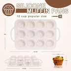 Silicone Muffin Pan, 12 Cups Muffin Tin Baking Mold With Reinforced Stainless Steel Frame Inside, Nonstick Bakeware Cupcake Pan BPA Free, 2PCS