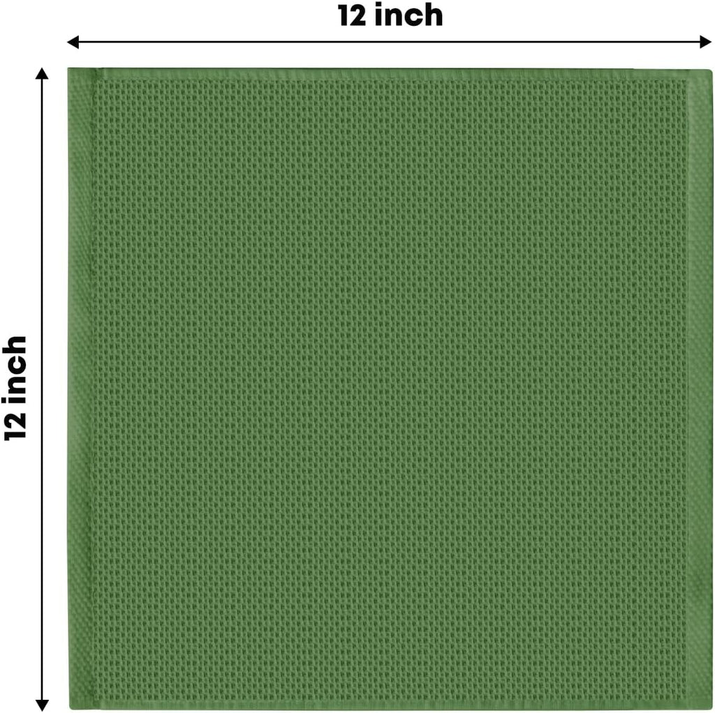 Artoid Mode 100% Cotton Olive Green Waffle Weave Kitchen Dish Cloths, 12x12 Inch Ultra Soft Absorbent Quick Drying Kitchen Dish Towels Set of 6