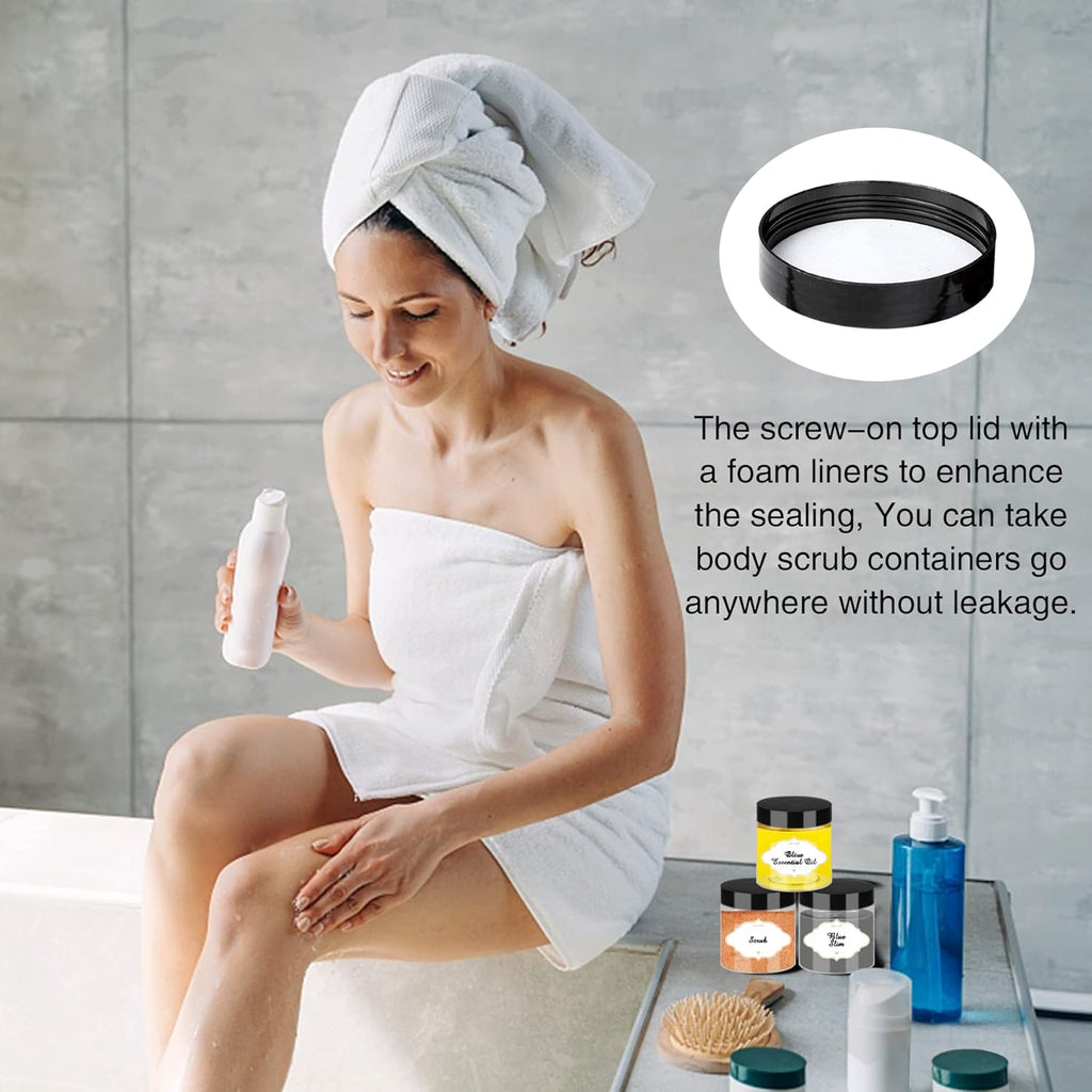 Plastic Jars with Lids, 48 Pcs 6 OZ Slime Containers with Screw On Lids Clear Round Plastic Storage Jars Refillable Container Jar for Travel Storage Home Kitchen Food