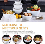 White Mixing Bowls With Airtight Lids,Stainless Steel Bowl,Salad Bowls 7 Piece Colorful Nesting Bowl White Kitchen Accessories,Size 7,3.6,2.7,2.1,1.5,1.1,0.8QT Stackable Design