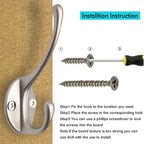 IBosins 10 Pack Heavy Duty Dual Coat Hooks Wall Mounted with 40 Screws Retro Double Hooks Utility Silvery Hooks for Coat, Scarf, Bag, Towel, Key, Cap, Cup, Hat (Silvery)