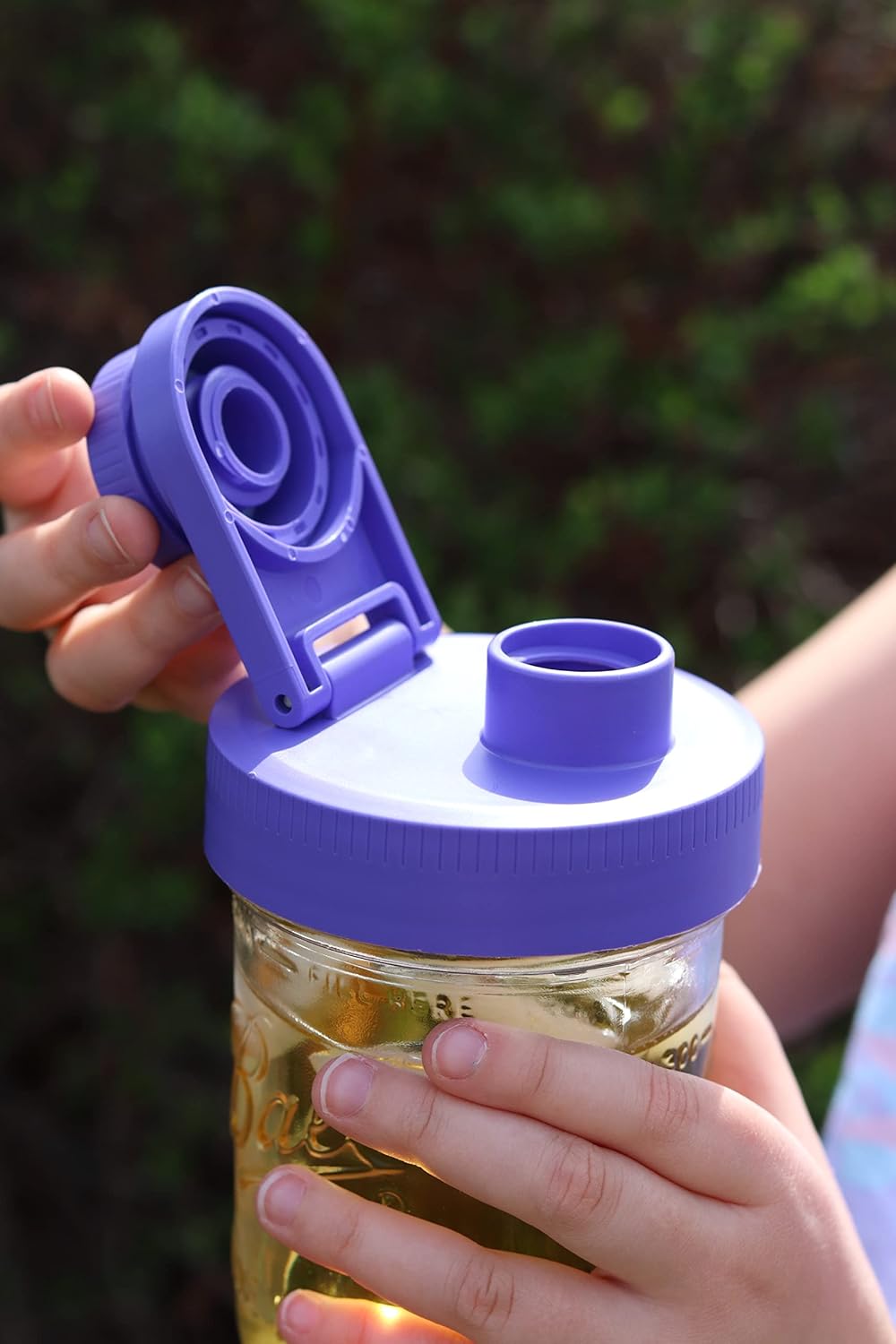 Brewing America Creamer Jar with Pouring Lid, 1 Pint (16 oz) Mason Jar with Purple Wide Mouth Pour Lid, for Milk, Sugar, and Cream, 1-Pack (Violet Purple)