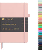 &And Per Se Lined Journal Notebook, 160 Pages, A5 5.7 x 8 inches College Ruled Thick Paper Notebook Journals for Writing, Hardcover Notebooks for Women Men Office School (1 Pack, Pink)