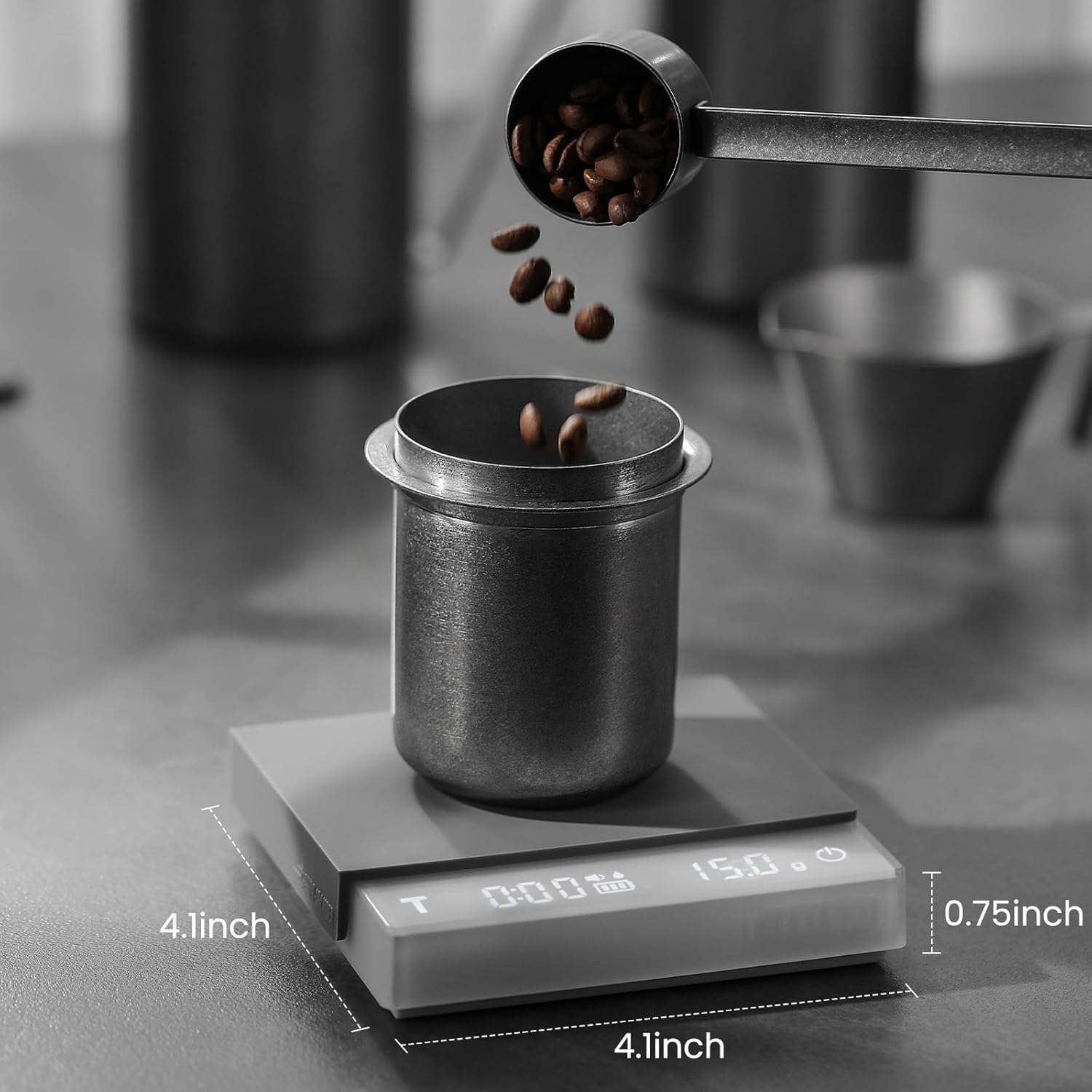 MHW-3BOMBER Mini Coffee Scale with Auto Timing,Electronic Espresso Scale,Type-C Rechargeable Coffee Weight Scale,Tare Function,g/oz,LED Display,Digital Scale for Coffee/Kitchen,White ES6034W-OS