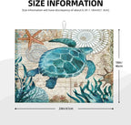 Ocean Sea Turtle Dish Drying Mat for Kitchen Counter 18x24 in, Retro Map Microfiber Drying Mats Absorbent Reversible Dish Pad Large Dish Draining Mat Fast Dry Kitchen Accessories
