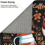 Fun Coffee Dish Drying Mat, Highly Absorbent Microfiber Kitchen Counter Pad Reusable Washable, 16*18"