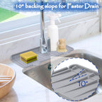 Kitchen Sink Splash Guard, Silicone Faucet Guard & Draining Mat, 10° Large Slope Sink Faucet Mat Splash Guard, Bathroom Sink Organizer, Kitchen Sink Accessories Gadgets, 14.2” x 5.1”, Gray