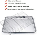 P&P CHEF 19.6 Inch Stainless Steel Baking Sheet with Rack Set (2 Pans+ 2 Racks), Cookie Sheets Baking Trays and Cooling Wire Racks, Oven & Dishwasher Safe, Pans with Flat Racks