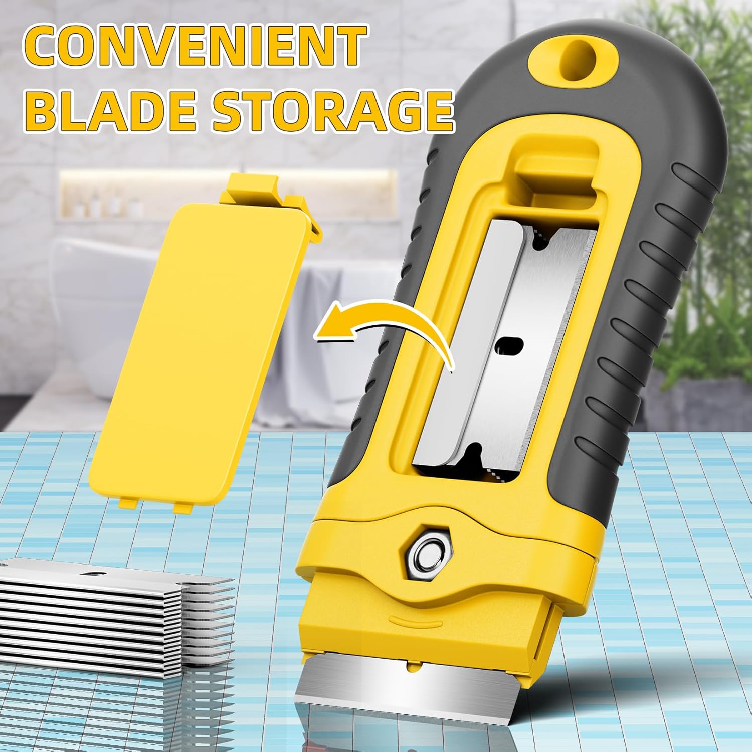 DIYSELF Razor Blade Scraper | 1 Pack Razor Scraper with 15 Razor Blades | Razor Blade Scraper Tool Kitchen | Glass Scraper | Window Scraper | Glass Stove Top Scraper | Paint Scraper | Cooktop Scraper