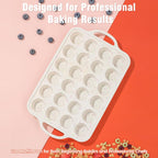 Silicone Mini Muffin Pan With Metal Reinforced Frame - 24 Cups Durable Silicone Cupcake Pan for Muffin, Cupcakes, BPA Free and Dishwasher Safe - 1 Piece Beige with Rainbow Spots