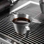 YARRAMATE Espresso Cup with Handle, Stainless Steel Espresso Accessories, Double Spout Metal Measuring Cup with Dual Scale, Espresso Shot pitcher with V-Shaped Mouth, 3.4OZ/100ML