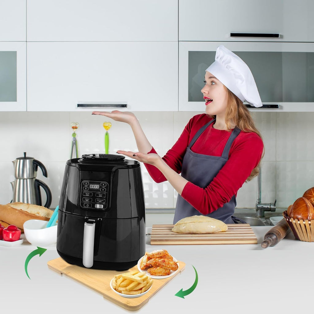 Appliance Slider 360° Rolling Tray for Coffee Maker Bamboo Coffee Pot Slider Tray for Countertop Rotation Sliding Tray with Wheels, Appliances Mat Easily from Under The Cabinet Natural(15.7"×13")