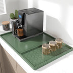 Rnivvi Silicone Coffee Mat, 16" x 24" Waterproof Raised Edge Coffee Bar Mats for Espresso Machine Station Accessories, Heat Resistant Detachable Dish Drying Pad for Kitchen Counter, Dish Rack, Green
