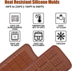 Walfos Break-Apart Chocolate Molds, Non-Stick Silicone Chocolate Bar Mold, Food Grade Candy Bar Mold, Perfect for Energy Bar, Cocoa Mini Bar, Basic Bites, 2 Pack