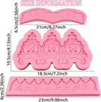 Baroque Embossed Cake Decorating Mold 3pcs, Lace Fondant Silicone Molds for Chocolate Candy Mousse Butter Biscuit Marzipan Sugar Craft Cake Border Cupcake Topper Dessert Display Resin Gypsum Clay
