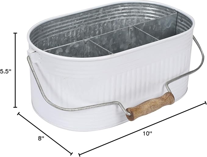 Alpha Living Home Silverware Organizer Kitchen Drawer Organizer Utensil Organizer Silverware Holder Cutlery Organizer Flatware Organizer Farmhouse Chic Design for Kitchen, Picnics & Parties (White)