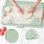 Silicone Baking Mat 32" x 24", Extra Thick Dough Rolling Mat with Measurements and Edge Heightening, Non-stick Food Grade Silicone Pastry Mat for for Pastry, Bread, Cookies, Pizza, Fondant, Pasta