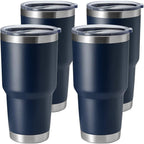 HASLE OUTFITTERS 30oz Stainless Steel Tumbler, Double Wall Vacuum Insulated Travel Mug Tumbler, Durable Insulated Coffee Mug, Gift Box Set (Navy, 4)