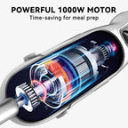 Immersion Blender Handheld 5 in 1 Hand Blender, 1000W Hand Mixer Stick, BPA-Free 12 Speed Handheld Blender with Mixing Beaker, Chopper, Whisk and Milk Frother for Soup, Sauce, Baby Food (White)