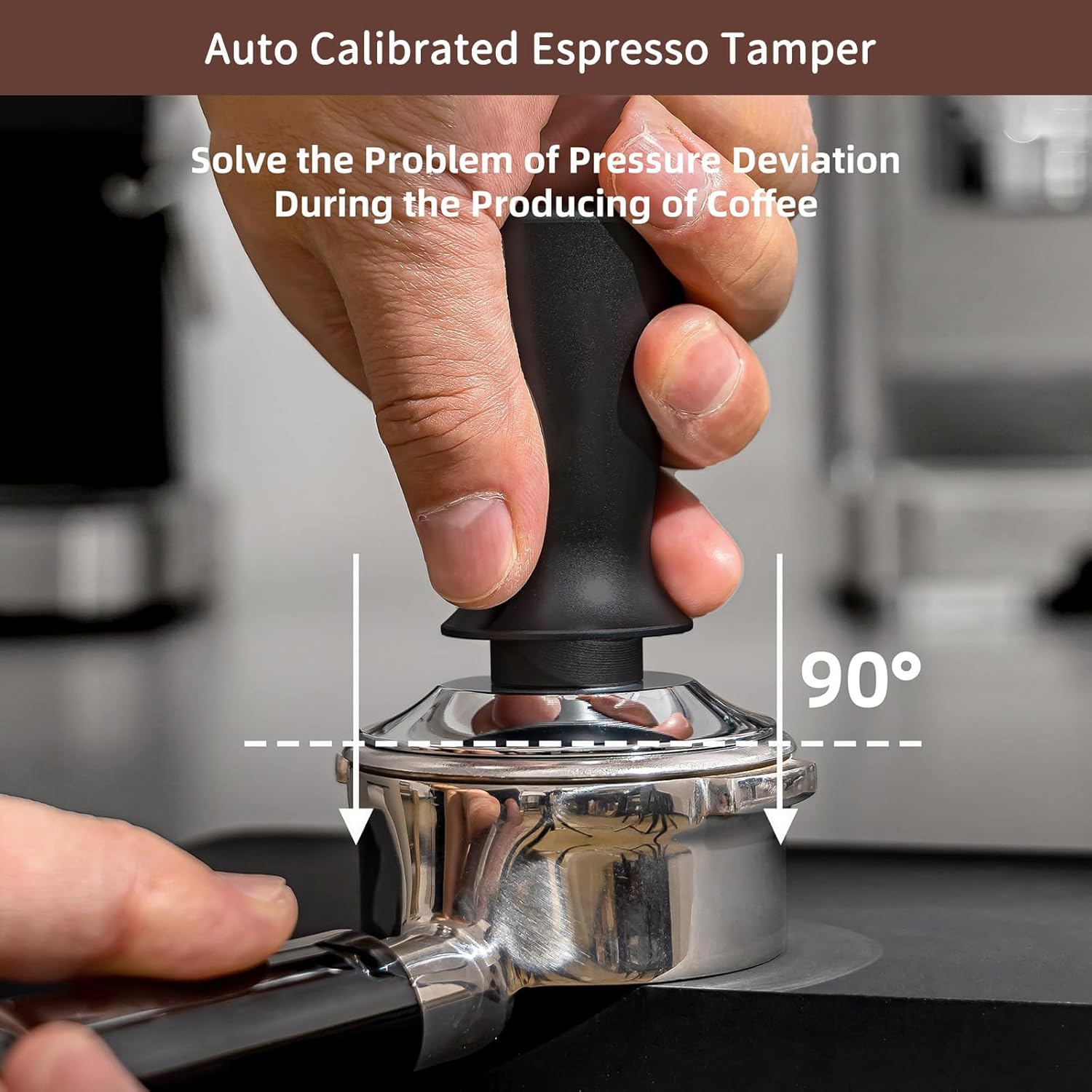 51mm Espresso Tamper, Premium Calibrated 30lb Spring Loaded Tamper Compatible for CASABREWS CM5418, 3700Essential, De'Longhi EC260 and 51mm Portafilter, 100% Stainless Steel Coffee Tamper, Black