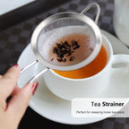 D Fine Mesh Strainer, Stainless Steel Sieve Sifter with Handle, Small Metal Strainer for Loose Tea, Juice, Drink, Herbs, Mini Sifter for Flour, Matcha, Kitchen, Baking, 3-Inch (8x3, Silver)