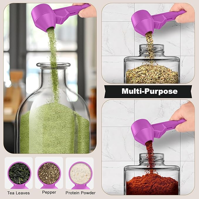 Coffee Scoop & Funnel for Reusable K Cup Refillable Coffee Pods, Coffee Measuring Spoon 2 Tablespoon Capacity, Scoop with Funnel for Ground Coffee, Protein Powder, Tea (Purple, 2 Pack)