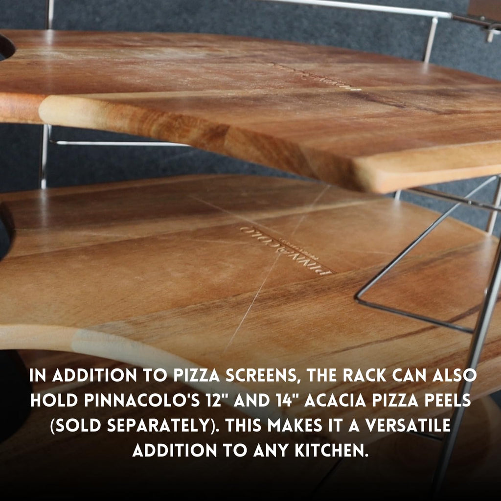 Folding Pizza Rack with Five 14 Inch Pizza Screens - Compact and Convenient Design for Easy Storage and Baking Multiple Pizzas