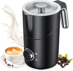 Milk Frother and Steamer, 8-in-1 Rechargeable Electric Milk Frother for Coffee, 13.5oz/400mL Large Capacity Automatic Warm and Cold Foam Maker, Hot Chocolate Maker Coffee Frother, Black
