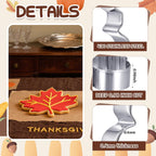 3 Pcs Large Thanksgiving Cookie Cutters Set 8 Inch Extra Large Pumpkin Maple Leaves Turkey Shapes Stainless Steel Metal Cookie Cutters Molds for Thanksgiving Baking Party Kitchen Accessories