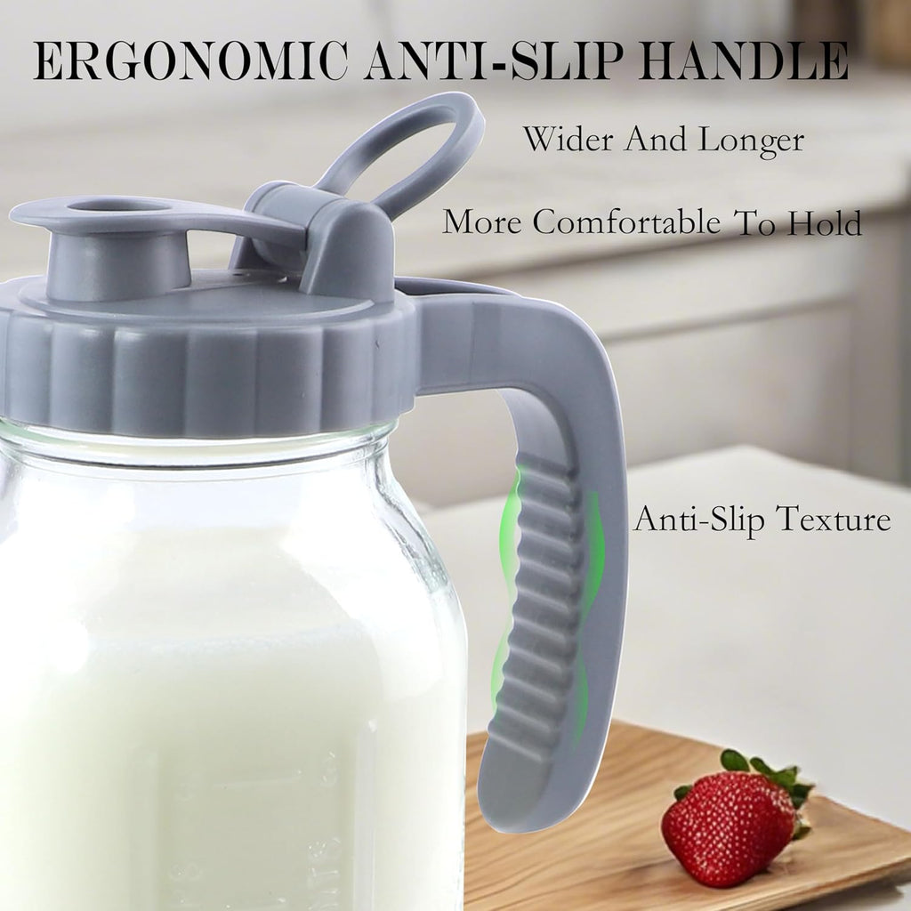 64 Oz Glass Mason Jar Water Pitcher With Lid Half Gallon Wide Mouth Sun Tea Pitchers 2 Quart Cold Brew Hot Water Jug Carafe For Coffee,Lemonade, Beverage,Milk,Juice Container For Refrigerator